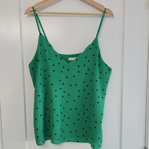 Socialite Green Camisole with Black Polka Dots